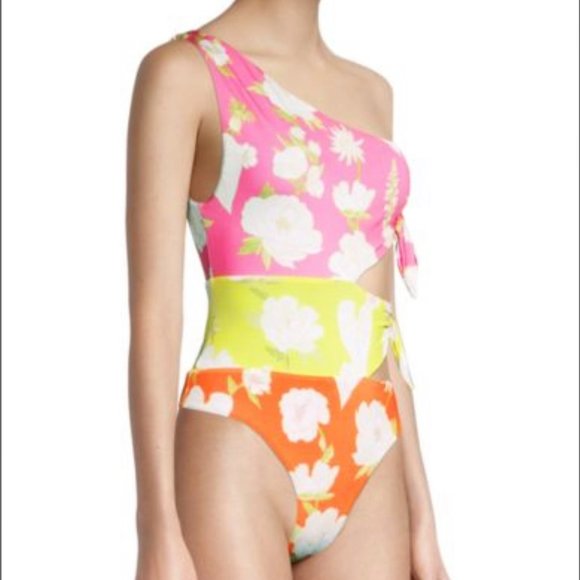 FARM RIO Neon Garden Cut Out One Piece Swimsuit - Picture 4 of 7